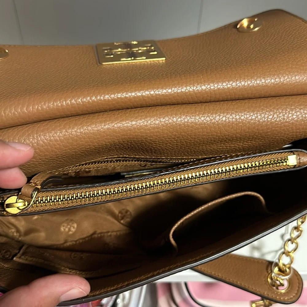 Tory Burch Britten Flap Shoulder Bag— Bark/209 - Picture 10 of 14